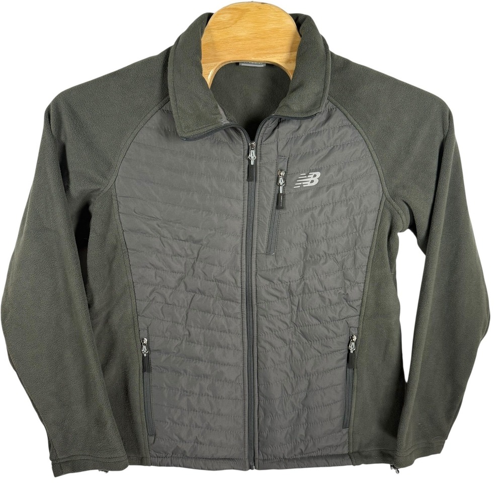 New Balance Fleece Jacket Full Zip Comfort Stretch Olive Green‎ M